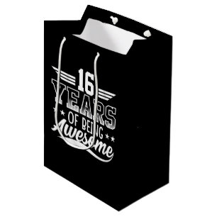 Bolsa De Regalo Mediana 16.º fantástico arte de palabras de cumpleaños