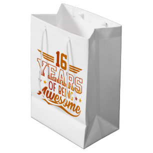 Bolsa De Regalo Mediana 16.º fantástico arte de palabras de cumpleaños