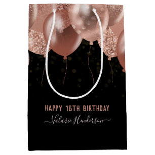 Bolsa De Regalo Mediana 16.º natalicio Globos rosados