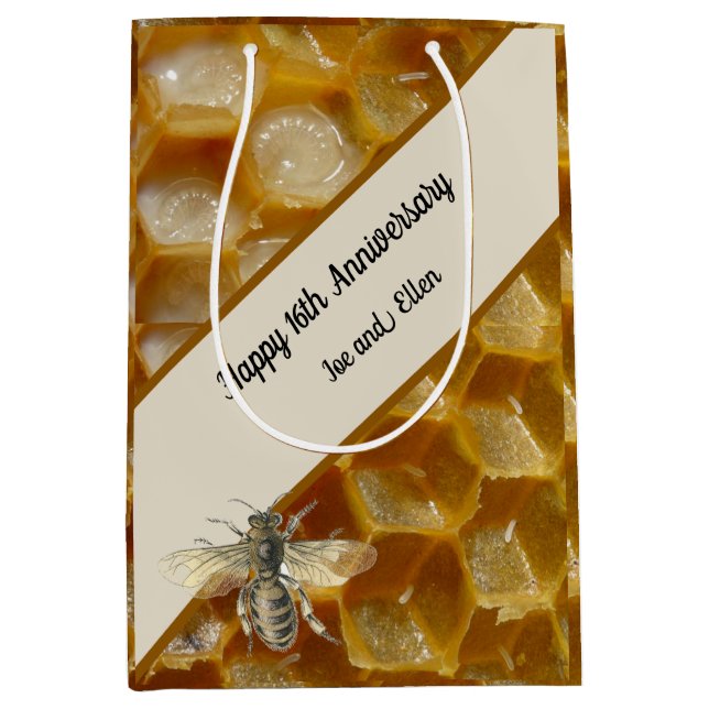 Bolsa De Regalo Mediana 16° Aniversario Boda, cera (Anverso)
