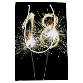 Bolsa De Regalo Mediana 18.º cumpleaños esparklers en negro