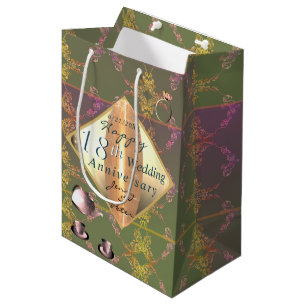 Bolsa De Regalo Mediana 18 Aniversario del Boda de carne de gato porcelano