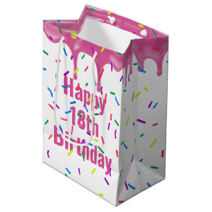 Bolsa De Regalo Mediana 18 Aniversario Rociando Sobre El Hielo Rosa