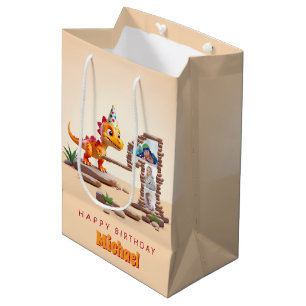 Bolsa De Regalo Mediana 1.ª foto grande de cumpleaños   Pequeño Dino Drago