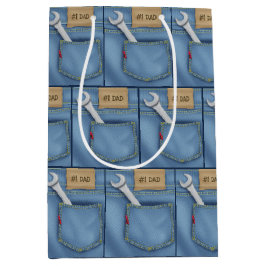 Bolsa De Regalo Mediana #1 Llave DAD En Jean Pocket