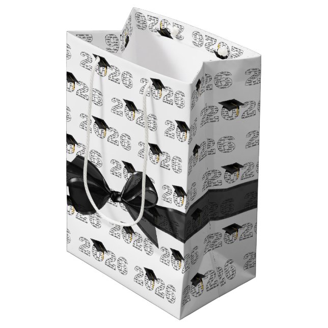 Bolsa De Regalo Mediana 2026 Congrats Grad Word Cloud with Bow (Angulo Anverso)