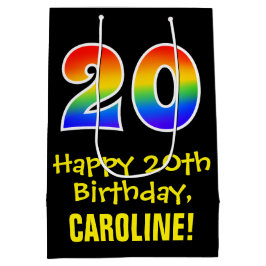 Bolsa De Regalo Mediana 20.º cumpleaños: Diversión, audaz, colorido, arcoi