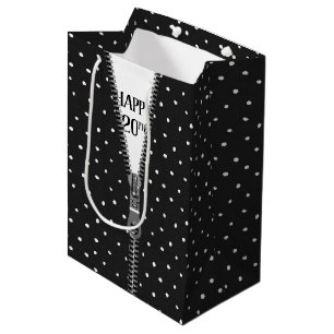 Bolsa De Regalo Mediana 20.º Zipper De Cumpleaños Sobre Puntos De Polka