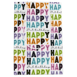 Bolsa De Regalo Mediana 21.º Bloque colorido de cumpleaños y Tipo de guión