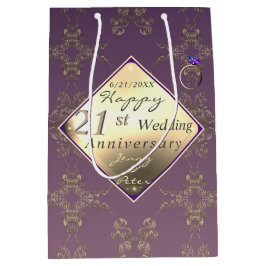 Bolsa De Regalo Mediana 21° Aniversario Boda Brass e Iolite