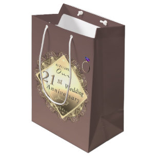 Bolsa De Regalo Mediana 21° Aniversario Boda Brass e Iolite