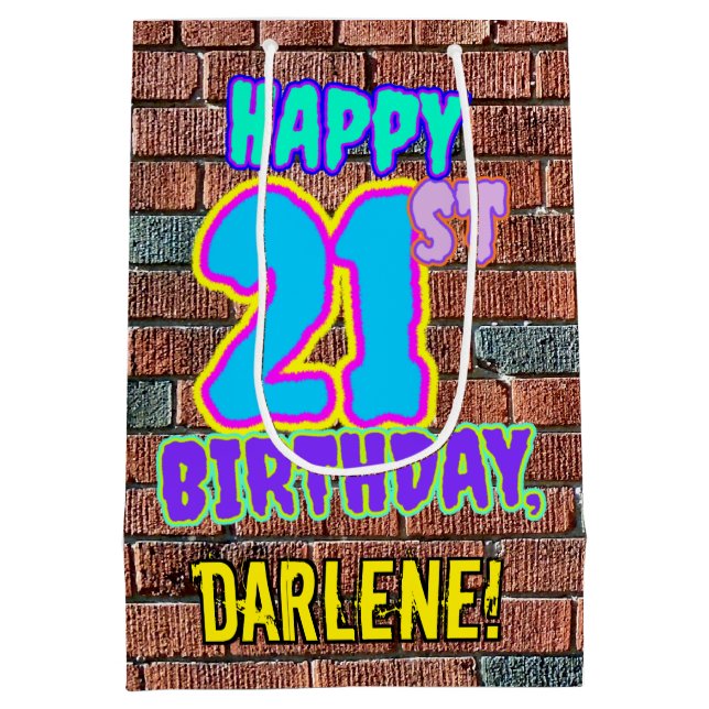 Bolsa De Regalo Mediana 21 Aniversario: Diversión, graffiti urbano inspira (Reverso)