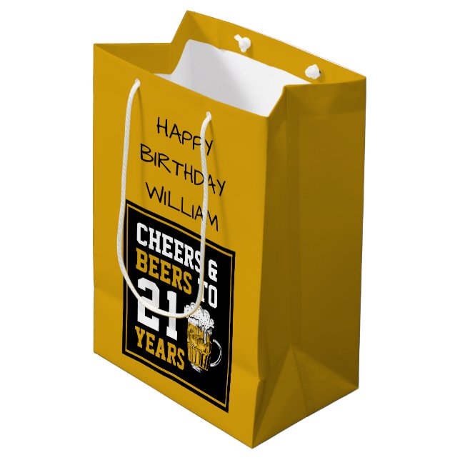 Bolsa De Regalo Mediana 21 años de júbilo y cerveza a 21 años  (Angulo Anverso)