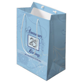 Bolsa De Regalo Mediana 25º Aniversario en Azul y Plata