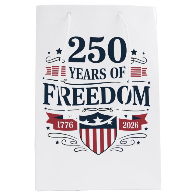 Bolsa De Regalo Mediana 250 Years Of Freedom 1776 2026 250th 4th Of July (Anverso)