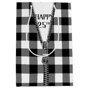 Bolsa De Regalo Mediana 25.º Cerdo De Cumpleaños En La Tapa De Búfalo