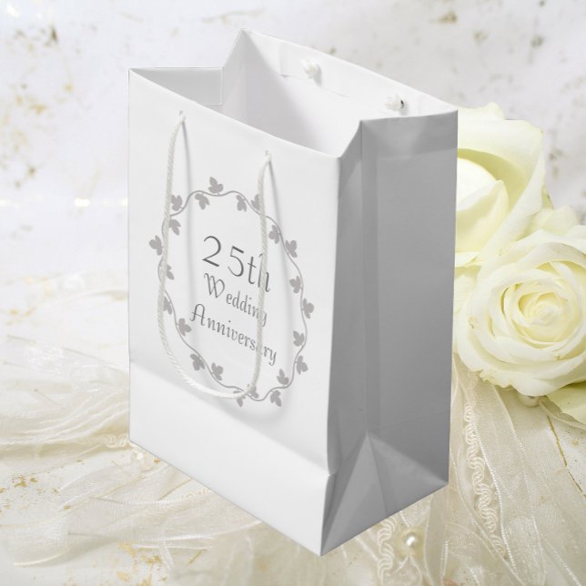 Bolsa De Regalo Mediana 25° Aniversario del Boda de Plata Ivy Wreath (In Situ)