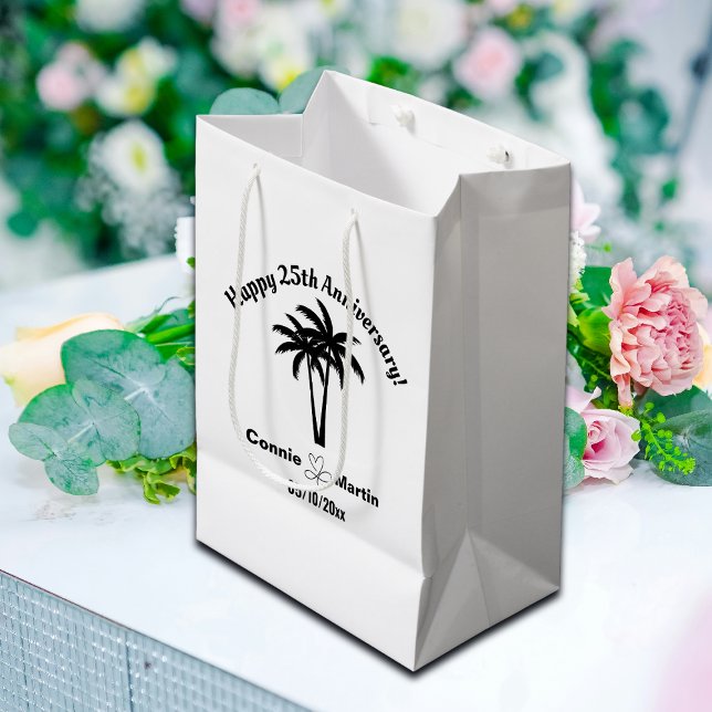 Bolsa De Regalo Mediana 25th Wedding Anniversary Palm Trees (Subido por el creador)