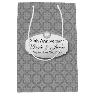 Bolsa De Regalo Mediana 25to Diamante Z02 del aniversario de boda del