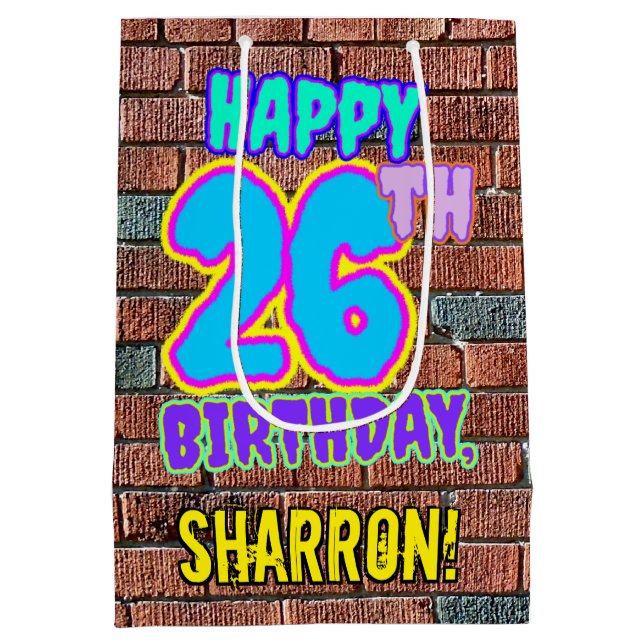 Bolsa De Regalo Mediana 26 Aniversario: Diversión, graffiti urbano inspira (Reverso)