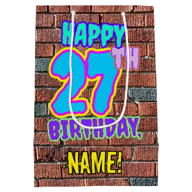 Bolsa De Regalo Mediana 27 Aniversario: Diversión, graffiti urbano inspira (Reverso)