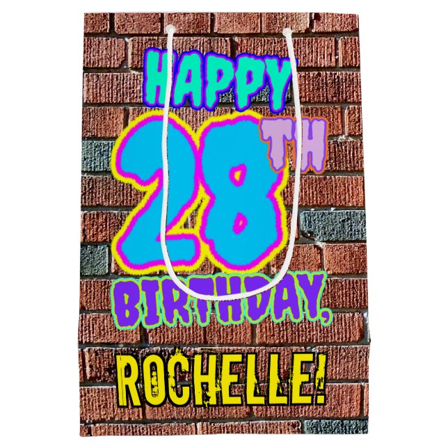 Bolsa De Regalo Mediana 28 Aniversario: Diversión, graffiti urbano inspira (Reverso)