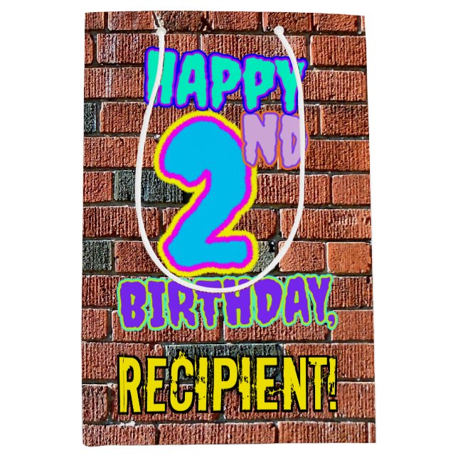 Bolsa De Regalo Mediana 2.º cumpleaños: Diversión, graffiti urbano inspira (Anverso)