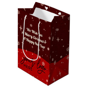 Bolsa De Regalo Mediana 2 lados Logotipo de negocio Código QR Nombre Navid