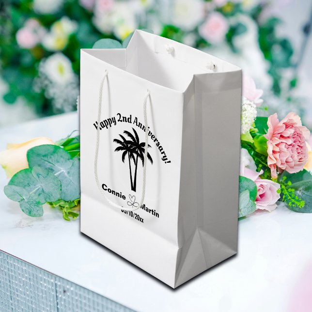 Bolsa De Regalo Mediana 2nd Wedding Anniversary Palm Trees (Subido por el creador)