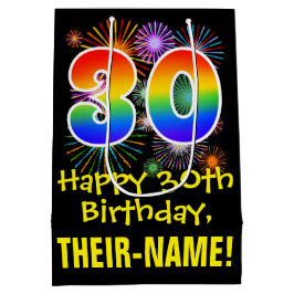 Bolsa De Regalo Mediana 30° cumpleaños: Patrón de fuegos artificiales dive