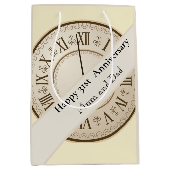 Bolsa De Regalo Mediana 31.º aniversario Boda editable (Anverso)