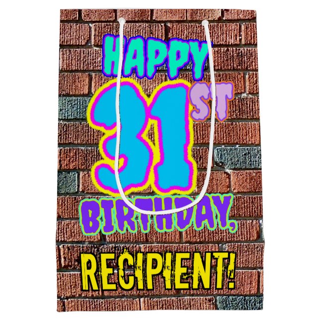 Bolsa De Regalo Mediana 31 Aniversario: Diversión, graffiti urbano inspira (Reverso)