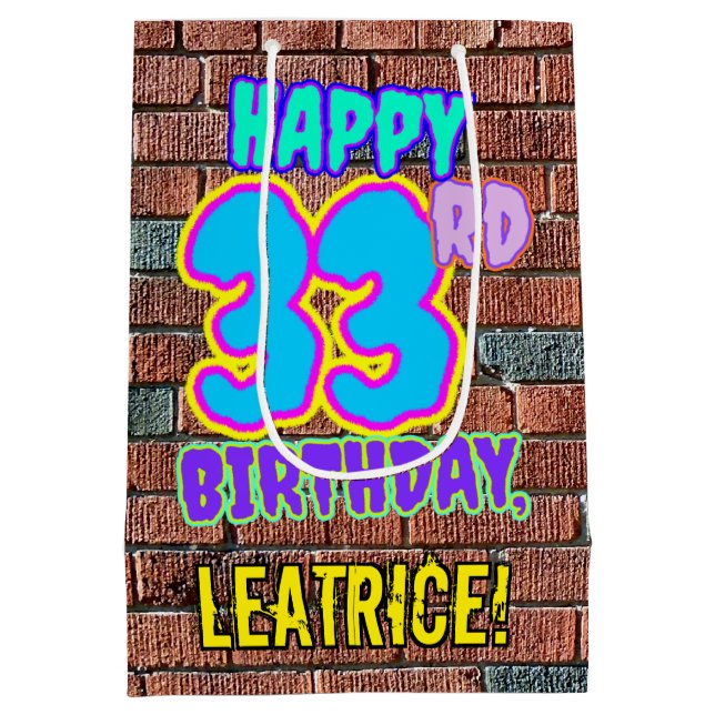 Bolsa De Regalo Mediana 33 Aniversario: Diversión, graffiti urbano inspira (Reverso)