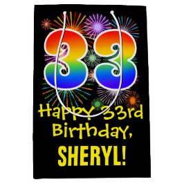 Bolsa De Regalo Mediana 33° cumpleaños: Patrón de fuegos artificiales dive