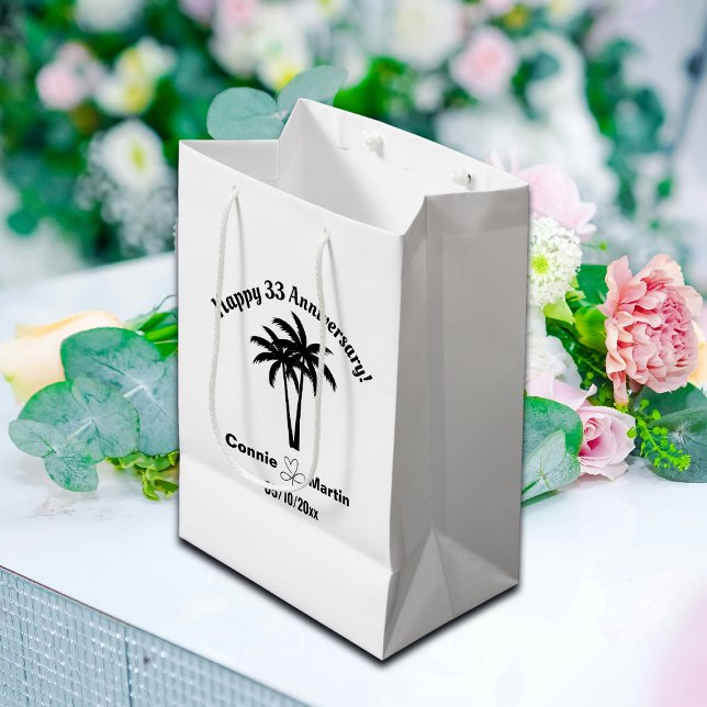 Bolsa De Regalo Mediana 33rd Wedding Anniversary Palm Trees (Subido por el creador)