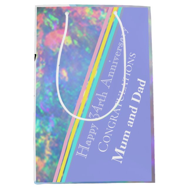 Bolsa De Regalo Mediana 34º aniversario Boda, Opal, (Anverso)