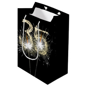 Bolsa De Regalo Mediana 35.ª estafa de cumpleaños en negro