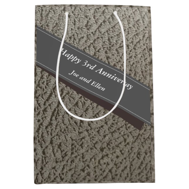 Bolsa De Regalo Mediana 3.ᵉʳ Aniversario, Cuero falso (Anverso)