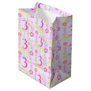 Bolsa De Regalo Mediana 3ro Bolso conocido de encargo amarillo rosado del