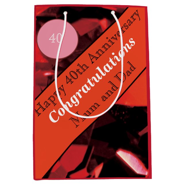 Bolsa De Regalo Mediana 40.º aniversario Boda Ruby (Anverso)