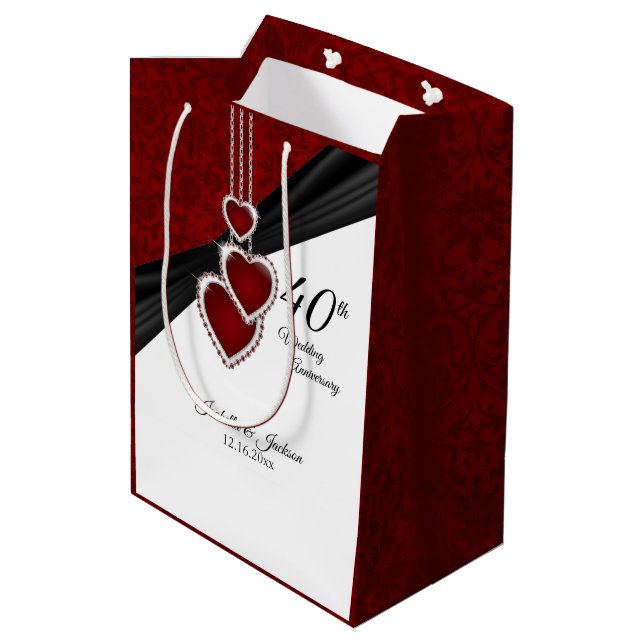 Bolsa De Regalo Mediana 40.º Aniversario del Boda Ruby (Angulo reverso)