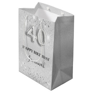 Bolsa De Regalo Mediana 40.º nombre de gorriones de plata de cumpleaños