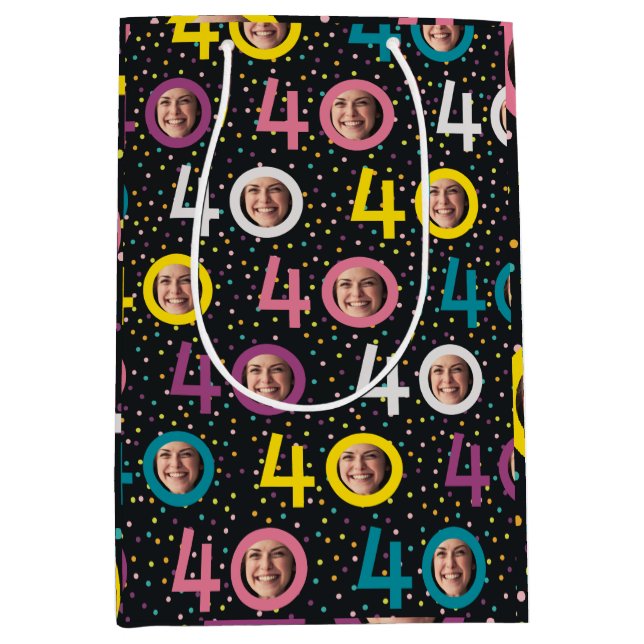 Bolsa De Regalo Mediana 40.º Personalizar de cumpleaños (Anverso)