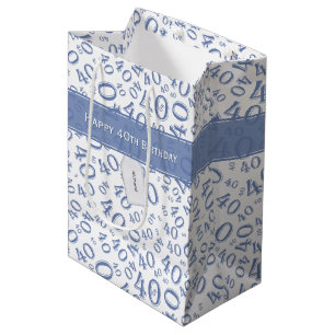 Bolsa De Regalo Mediana 40.o modelo feliz del número del cumpleaños