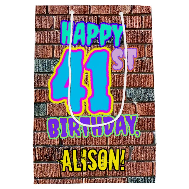 Bolsa De Regalo Mediana 41 Aniversario: Diversión, graffiti urbano inspira (Reverso)