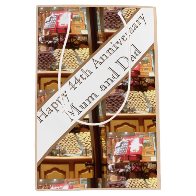 Bolsa De Regalo Mediana 44.º aniversario Boda editable (Anverso)