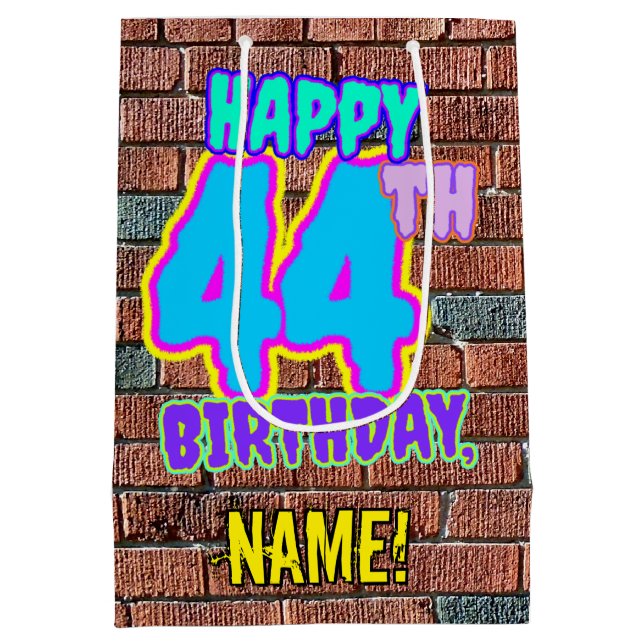 Bolsa De Regalo Mediana 44° cumpleaños: Diversión, graffiti urbano inspira (Reverso)