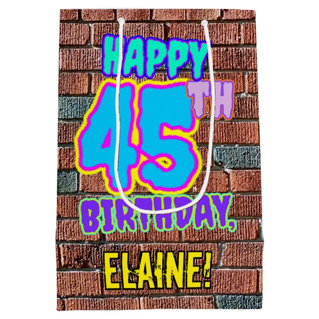 Bolsa De Regalo Mediana 45° cumpleaños: Diversión, graffiti urbano inspira (Reverso)