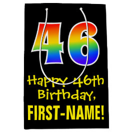 Bolsa De Regalo Mediana 46º cumpleaños: Diversión, audaz, colorido, arcoir