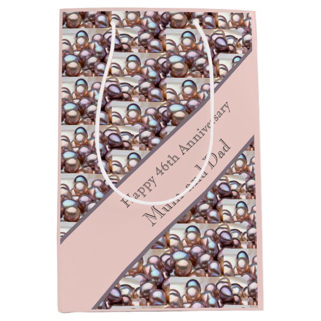 Bolsa De Regalo Mediana 46.ª Tarjeta de Aniversario del Boda (Anverso)